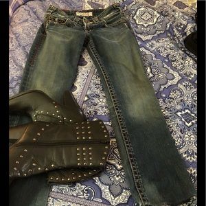 Rare Vintage 1921 Western Glove Works Straight Leg Red Stitching Size 24/28 Y2K